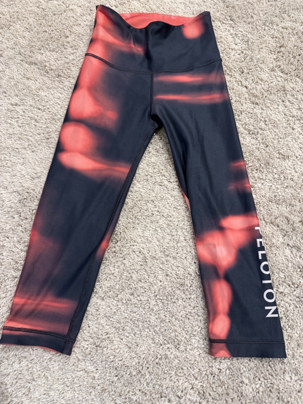 Peloton Black and Pink Tie-Dye Capri Leggings